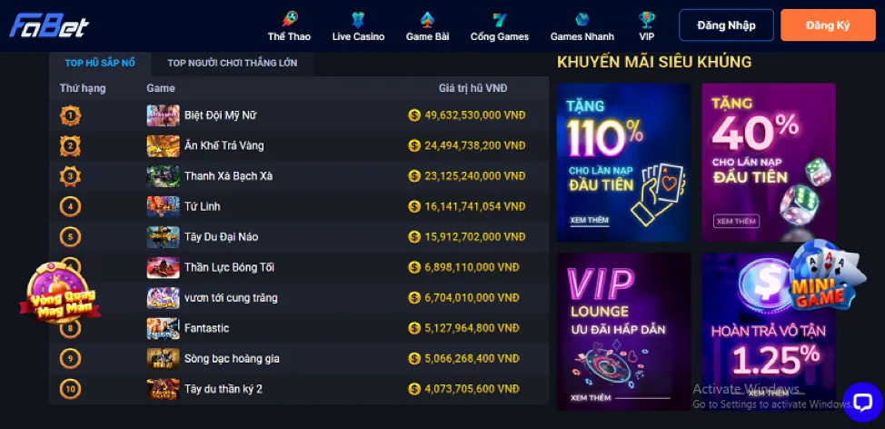 Các trò chơi máy đánh bạc 08win